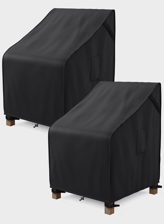 أغطية كراسي خارجية مقاومة للماء من MR. COVER، أغطية أثاث فناء للكراسي الهزازة، تناسب الكراسي حتى مقاس 35 بوصة عرض × 37 بوصة عمق × 36 بوصة ارتفاع، مزودة بفتحة تهوية ومقابض، لون أسود، عبوة من قطعتين - Image 1